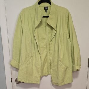 Eileen Fisher Green Utility Jacket Lightweight Cotton Blend
